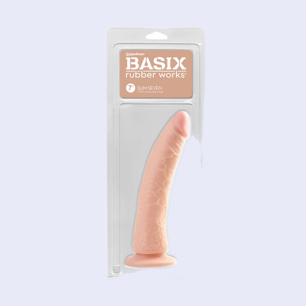 Basix Rubber Works Slim 7" Dildo with Suction Cup