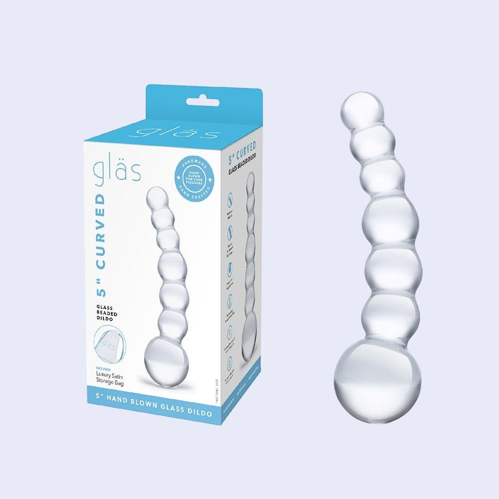 GLAS 5" Curved Glass Beaded Dildo