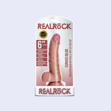 RealRock Curved Dildo 6 Inch With Balls