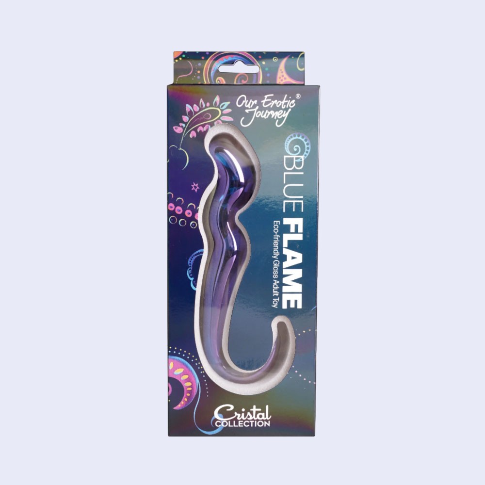 Our Erotic Journey Blue Flame 10 Inch Glass Dildo