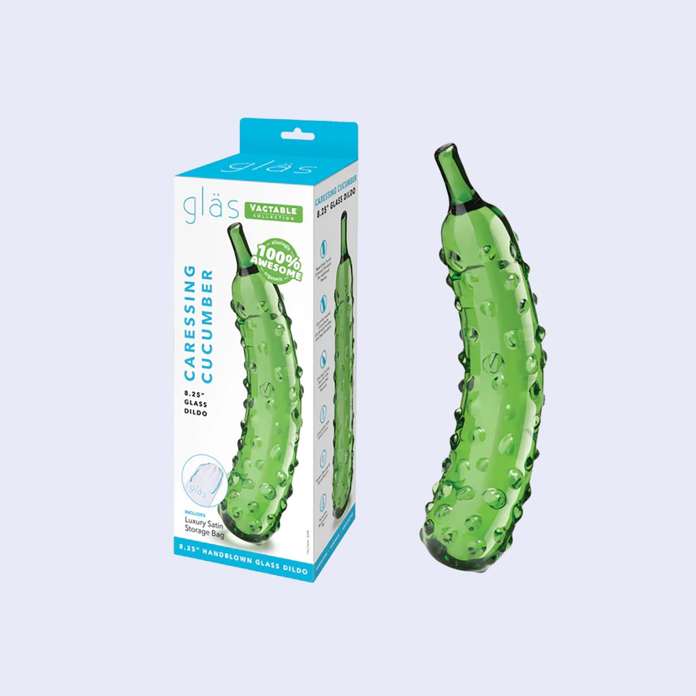 GLAS Caressing Cucumber 8.25 Inch Glass Dildo
