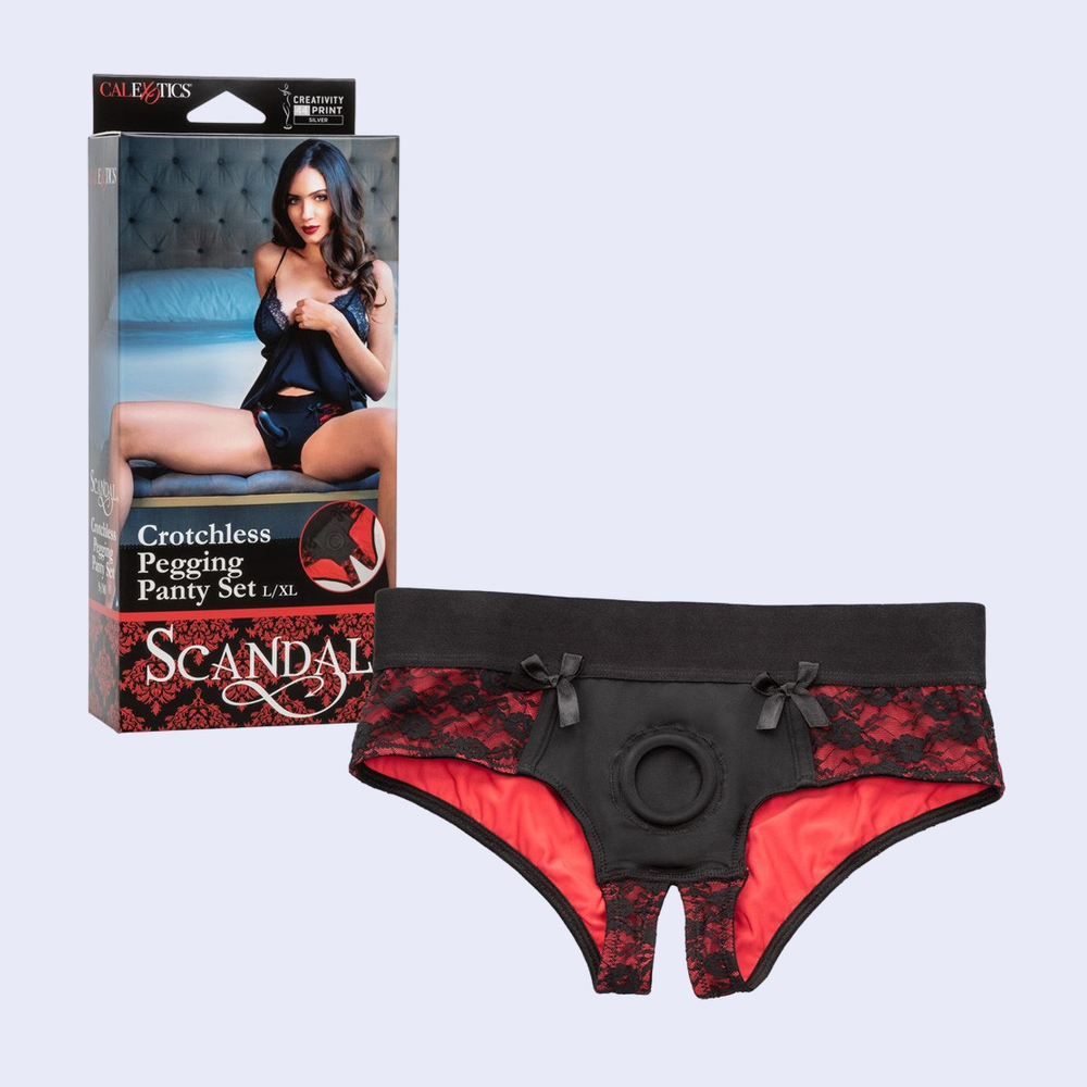 Scandal Crotchless Pegging Panty Set L/XL
