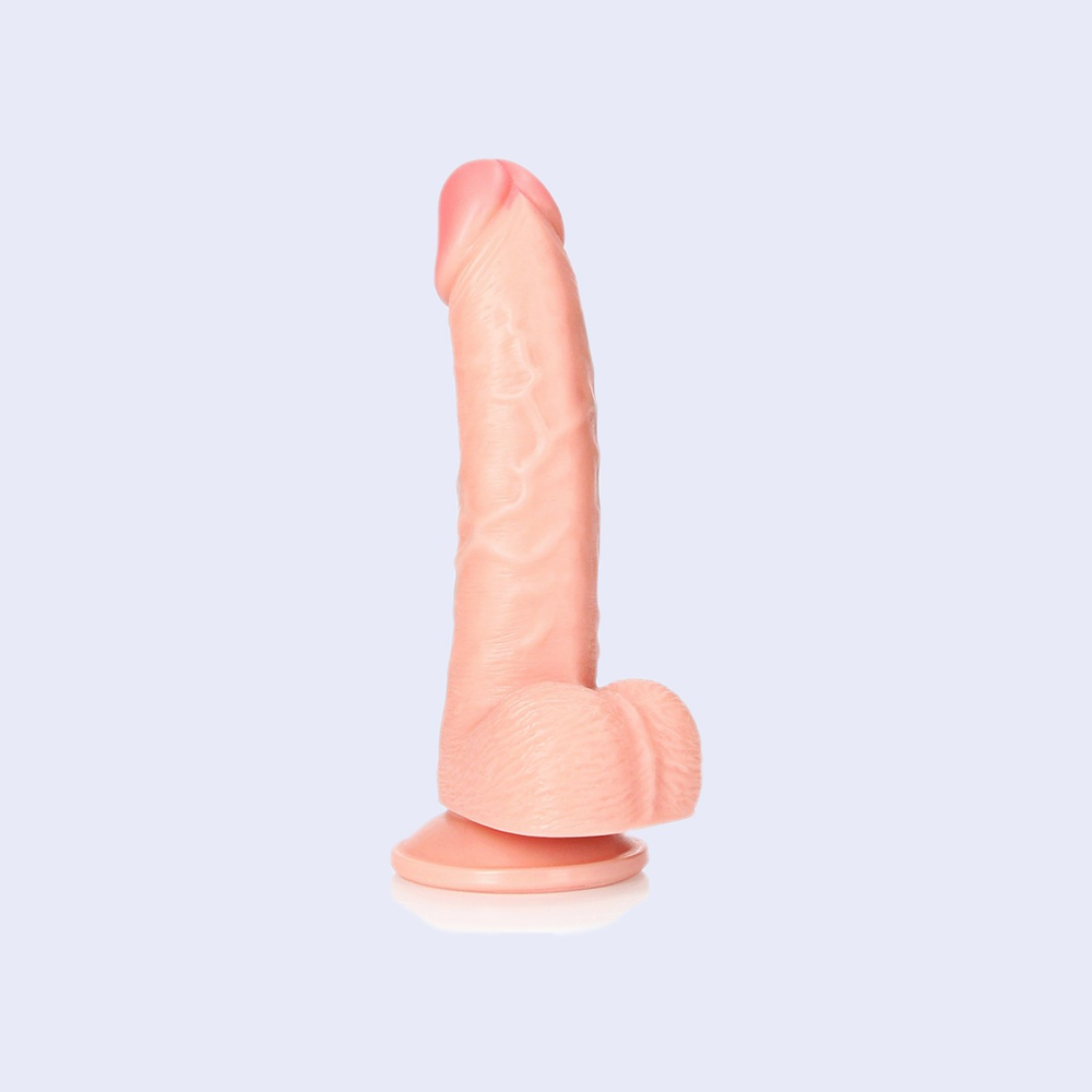 RealRock Curved Dildo With Balls 6'' Flesh