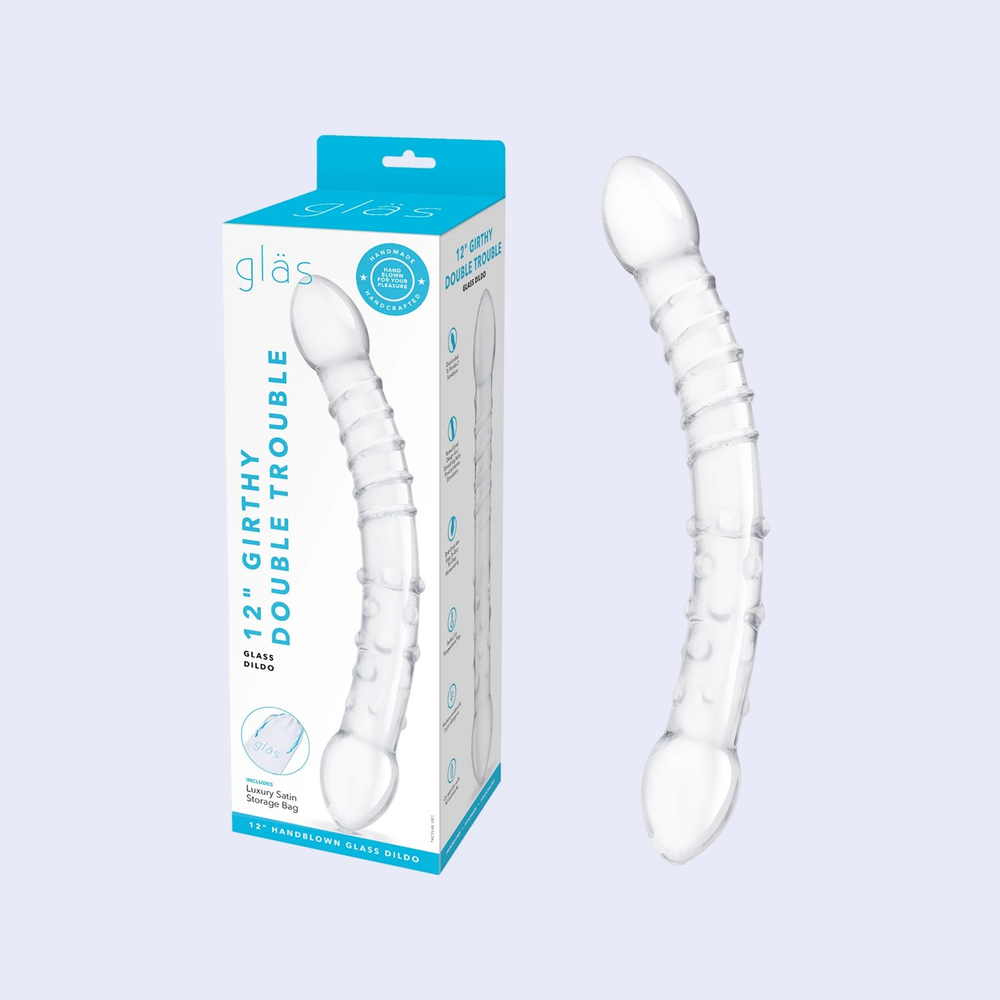 GLAS 12 Inch Girthy Double Trouble Glass Dildo