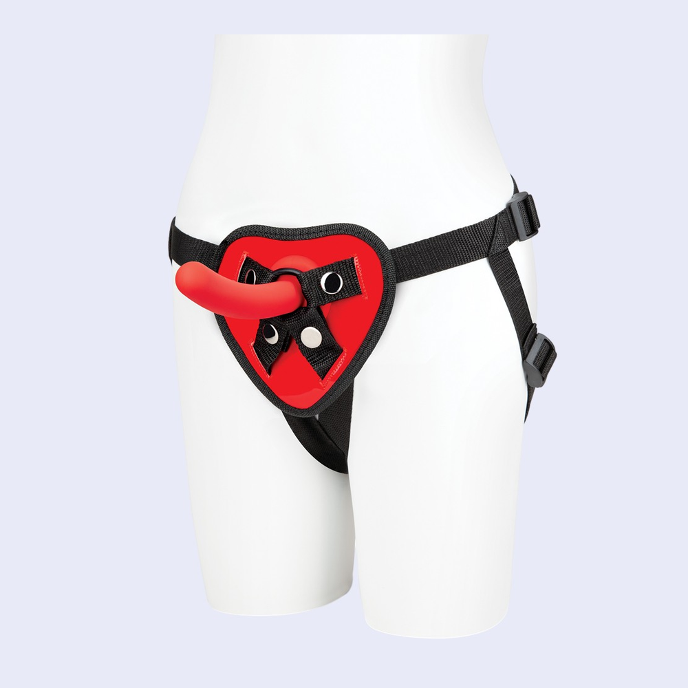 Lux Fetish Red Heart 5 Inch Strap-On Set