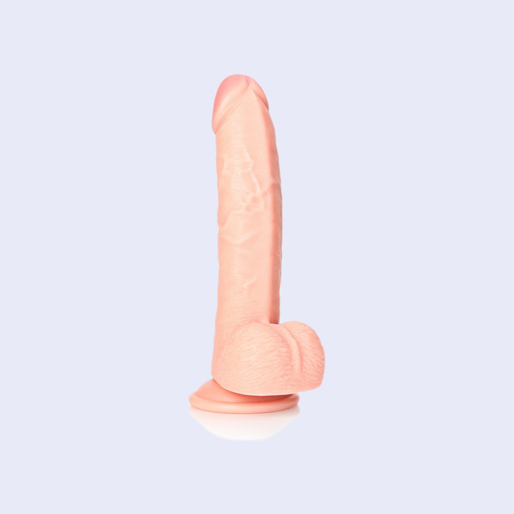 RealRock 8'' Curved Dildo with Balls and Suction Cup