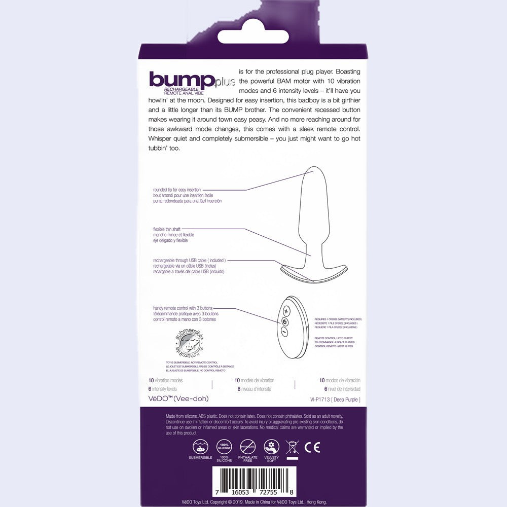 Bump Plus Rechargeable Remote Anal Vibe
