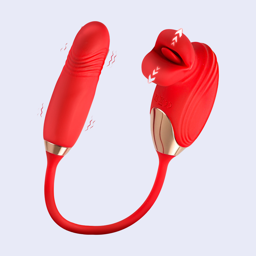 Lickgasm Bliss Kiss Clitoral Stimulator with Thrusting Vibrator - La Pepa