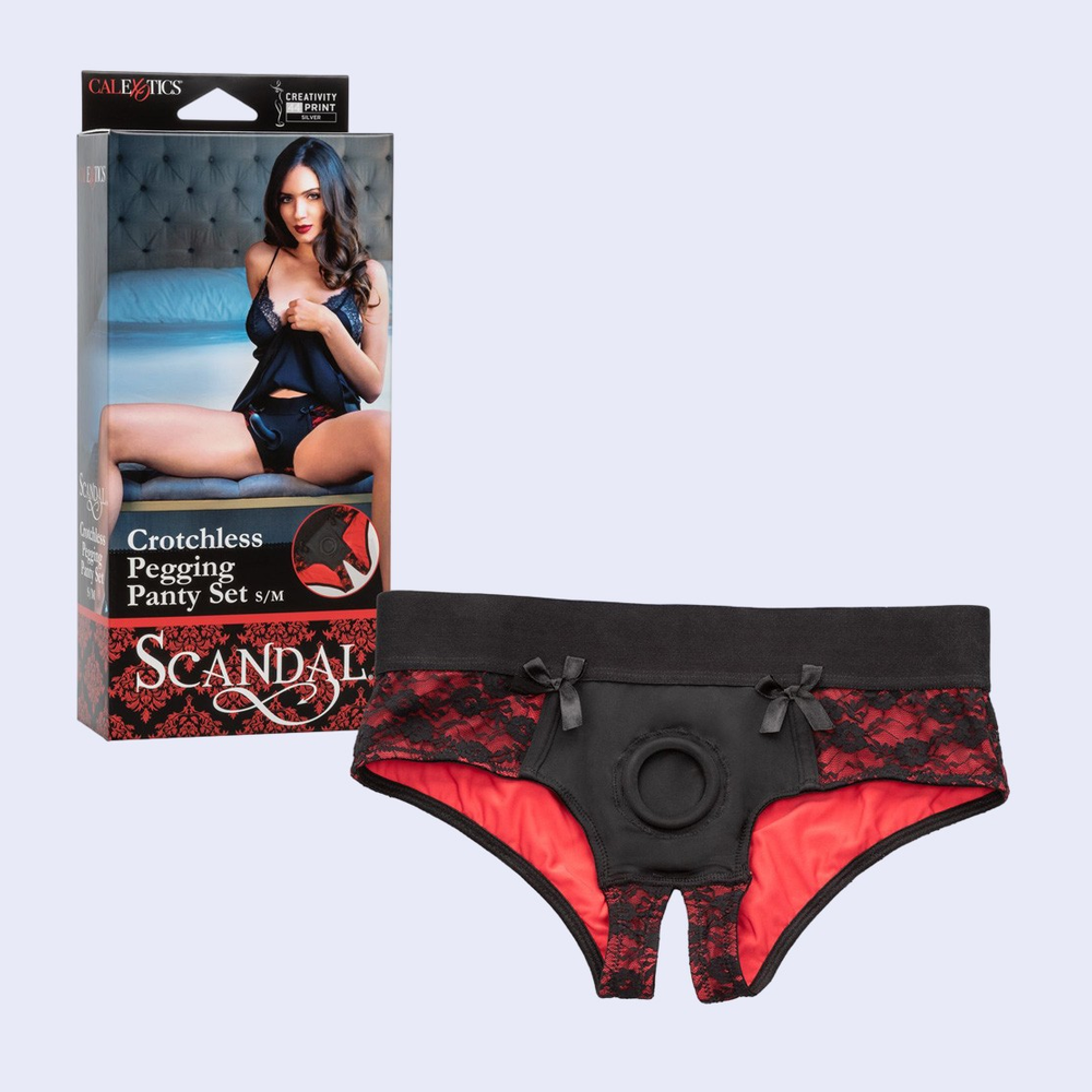 Scandal Crotchless Pegging Panty Set S/M
