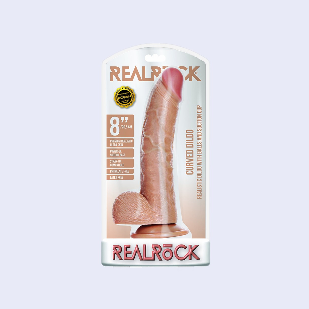 RealRock 8 Inch Curved Dildo with Balls