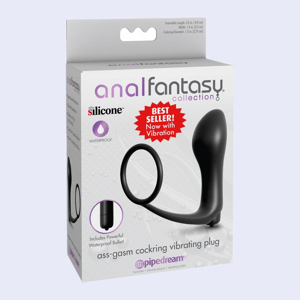 Ass-Gasm Vibrating Cockring Plug