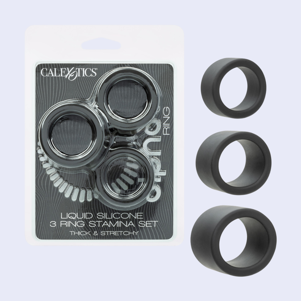 CalExotics Alpha Liquid Silicone Stamina Cock Ring Set - La Pepa