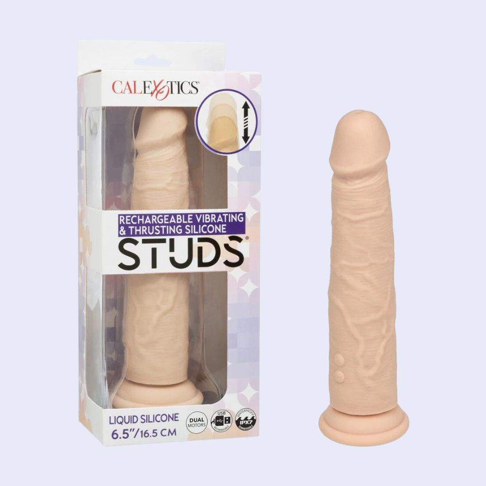 CalExotics Studs 6.5 Inch Vibrating Thrusting Dildo - La Pepa