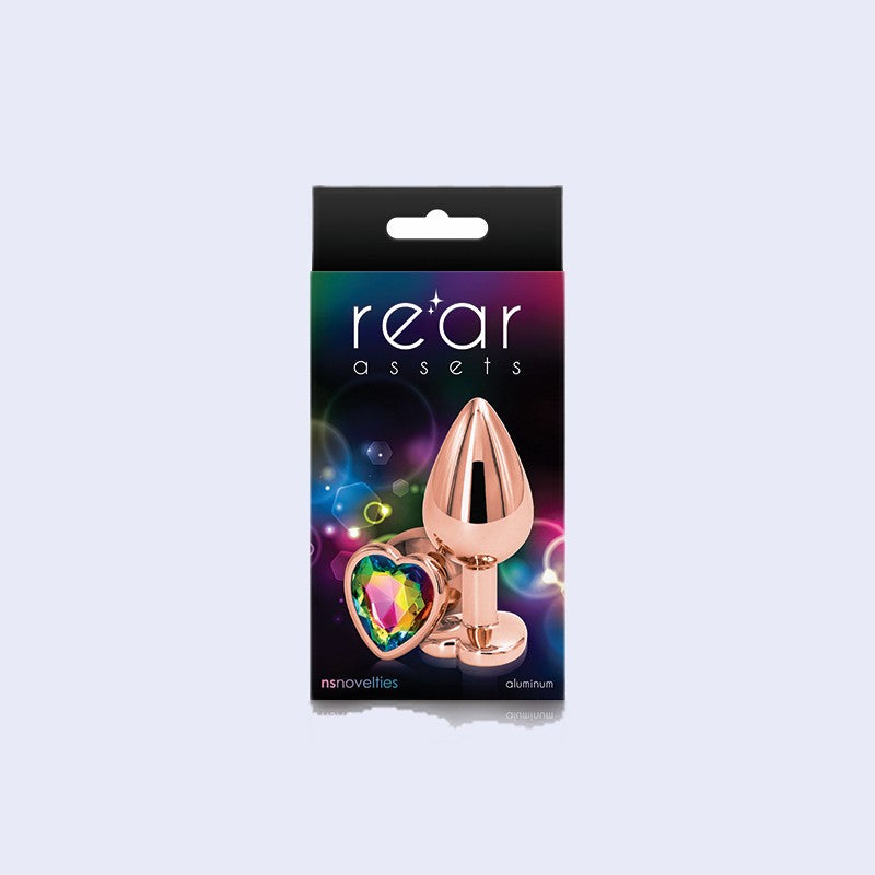 Rose Gold Heart Medium Rainbow Anal Plug