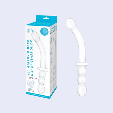 GLAS 12" Girthy Ribbed Glass Dildo