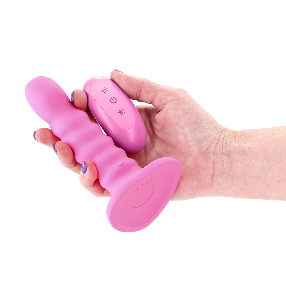 NS Novelties Colours Ribbed Remote Vibrating Dildo - La Pepa