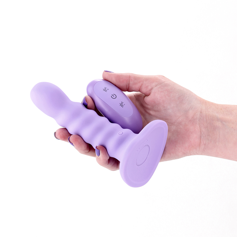 NS Novelties Colours Ribbed Remote Vibrating Dildo - La Pepa