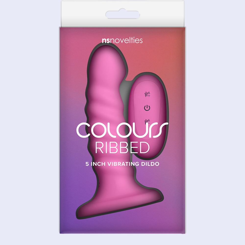 NS Novelties Colours Ribbed Remote Vibrating Dildo - La Pepa