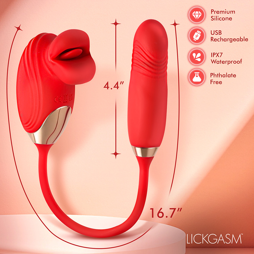Lickgasm Bliss Kiss Clitoral Stimulator with Thrusting Vibrator - La Pepa