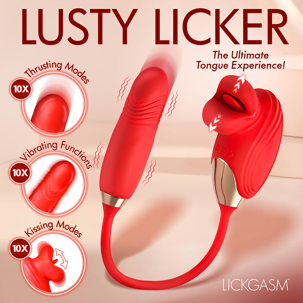 Lickgasm Bliss Kiss Clitoral Stimulator with Thrusting Vibrator - La Pepa