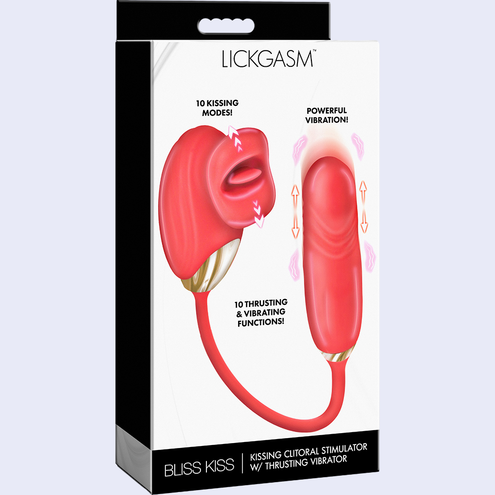 Lickgasm Bliss Kiss Clitoral Stimulator with Thrusting Vibrator - La Pepa